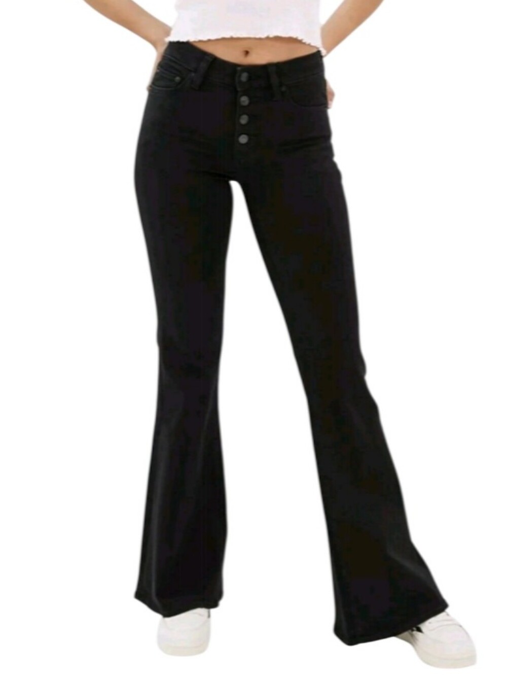 American Eagle Highest Rise Flare Black Buttonfly Denim Jeans-NWT